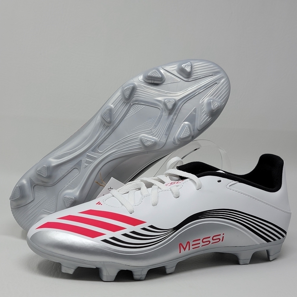 Adidas Men's F50 Messi Club FG/MG Soccer Cleats Size 10 White Silver JP7443 New